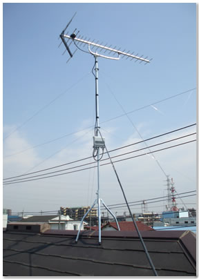 DXアンテナ、USL-25DA、ローバンドアンテナ、2段8点張り、ステンレス支線1.6mm使用、